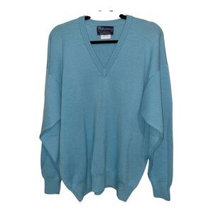 Vintage Burberrys Sweater Mens Large  Merino Wool VNeck  Knit Scotland *Flaw